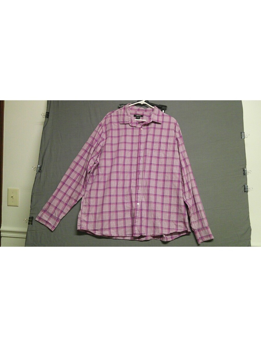 Claiborne Men's Purple Plaid Long Sleeve Shirt XXL